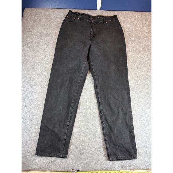 VTG 90s Levis 550 Jeans Women 16 Black Relaxed Fit Tapered Leg High Rise Red Tab - Picture 5 of 9